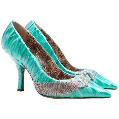 Paciotti By Midnight Crystal-embellished ruched satin pumps US 9
