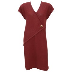 1980's Steve Fabrikant Knit Sheath Dress With Keyhole Button