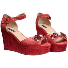 Dolce&Gabbana beautiful jewel sandals in red raffia
