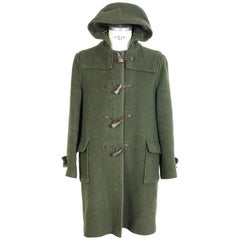 Vintage Burberry Montgomery Dark Green Wool English Coat, 1980