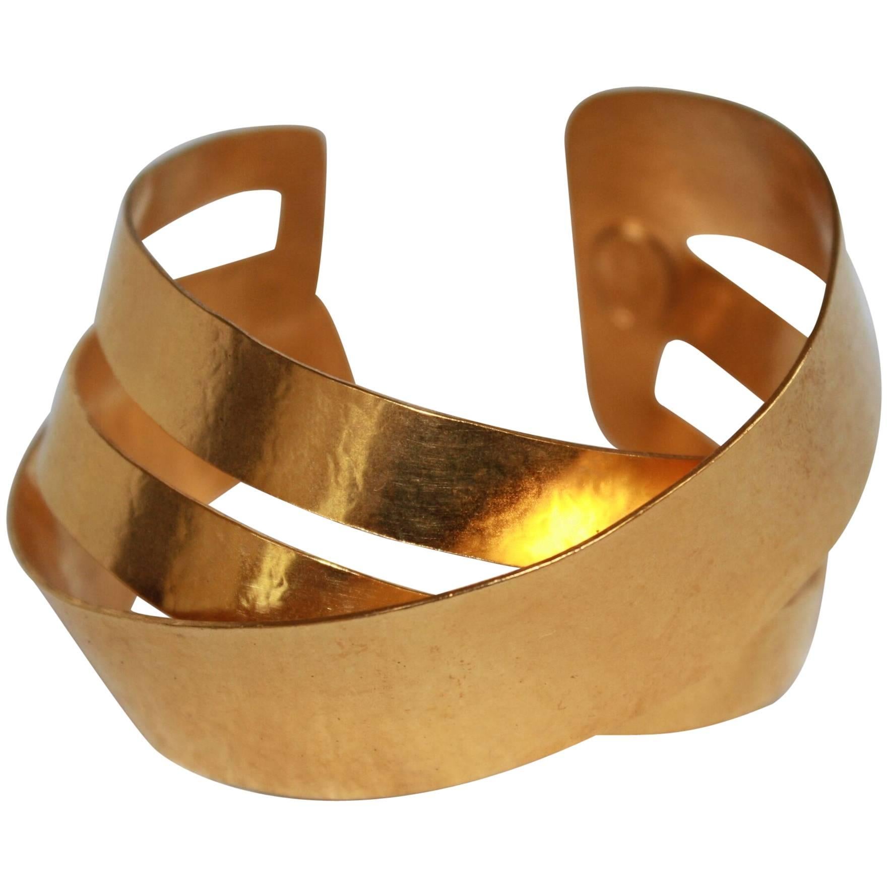 Herve van der Straeten Gilded Brass Overlap Bracelet
