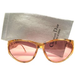 New Vintage Christian Dior Black 2765  Amber Translucent Optyl 1980 Sunglasses
