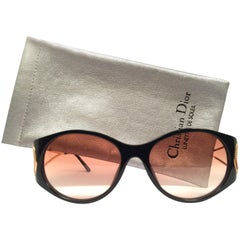 New Vintage Christian Dior 2661 Black Gold Optyl 1980 Sunglasses 