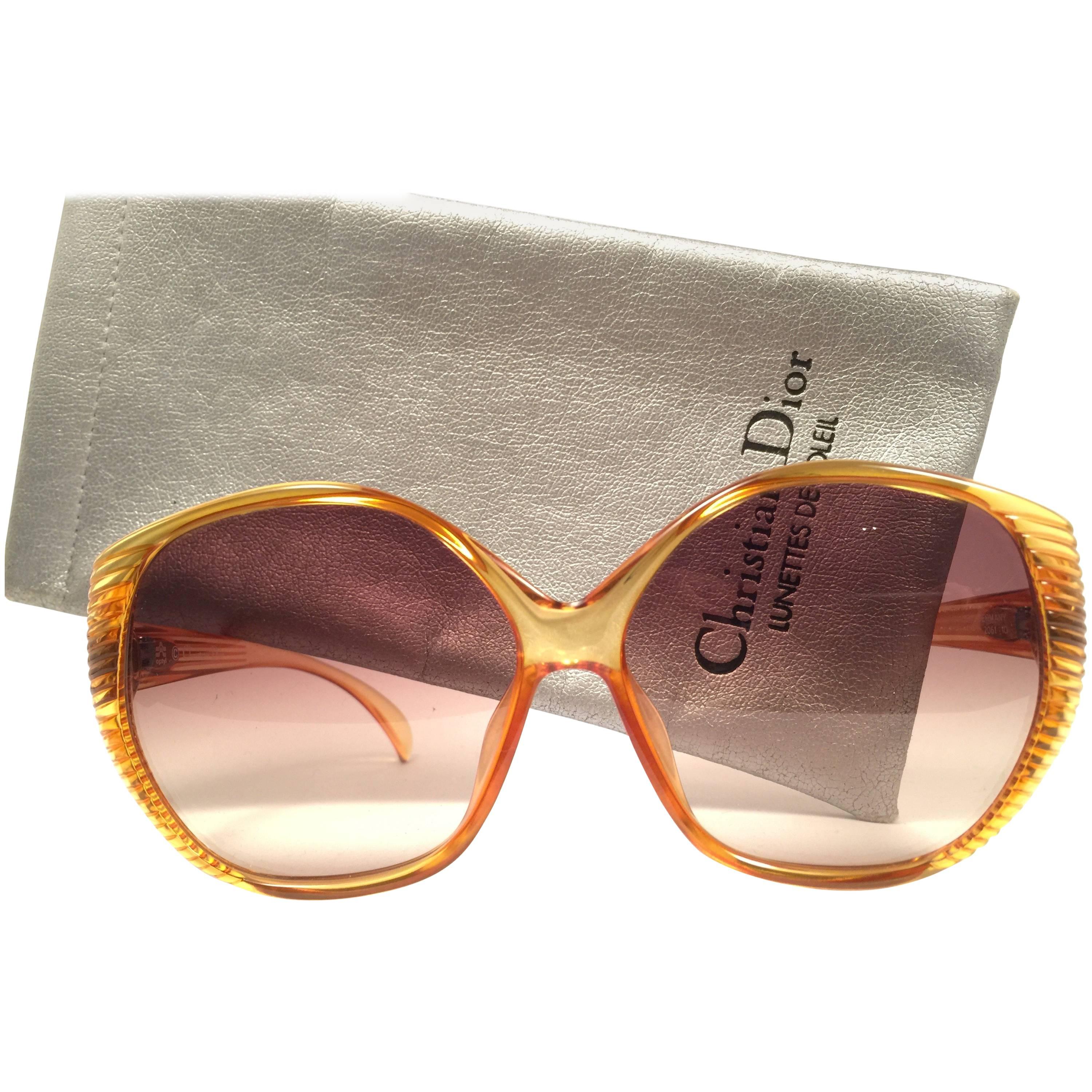 New Vintage Christian Dior 2061 Oversized Amber Optyl 1980 Sunglasses 