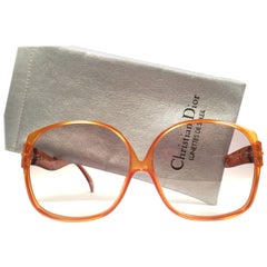 New Vintage Christian Dior 2098 Oversized Amber Optyl 1970 Sunglasses 