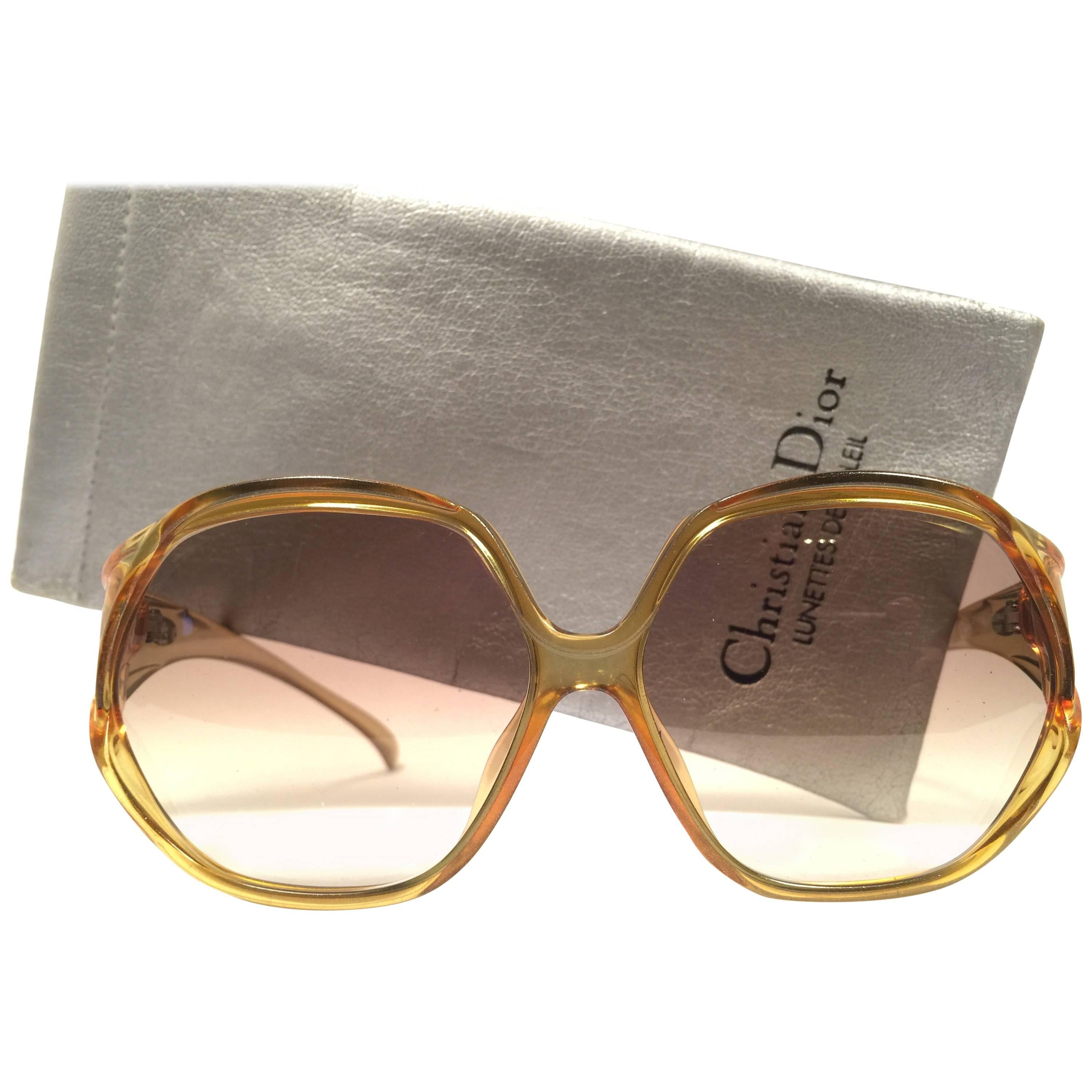 New Vintage Christian Dior 2097 50 Oversized Amber Optyl 1970 Sunglasses 