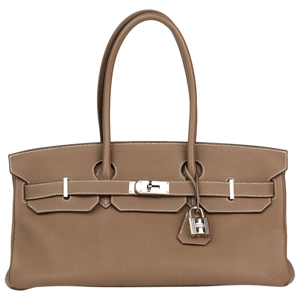 2010 Hermes Etoupe Togo Leather Shoulder Birkin II