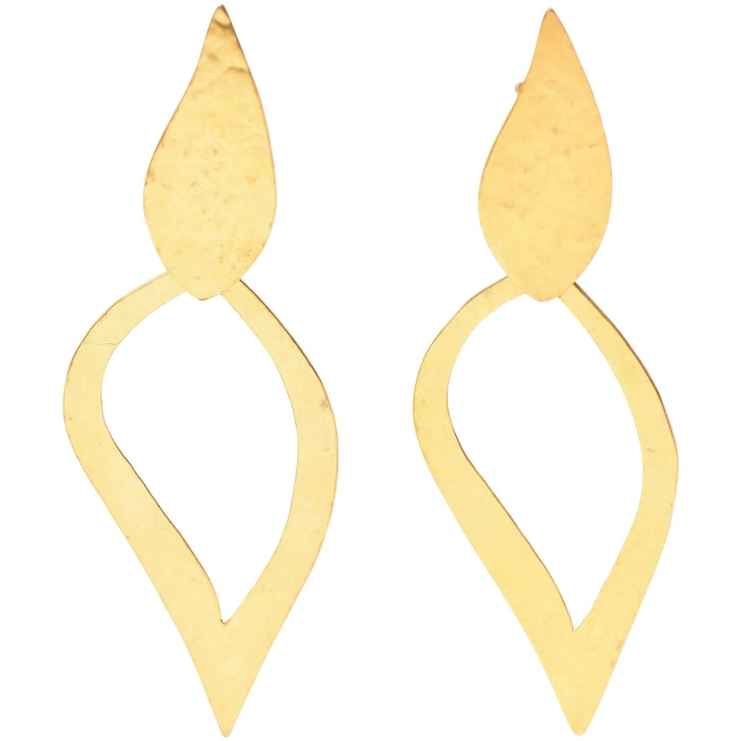 Herve Van Der Straeten Pair of Sculptural Gold Plated Hallmarked Earrings