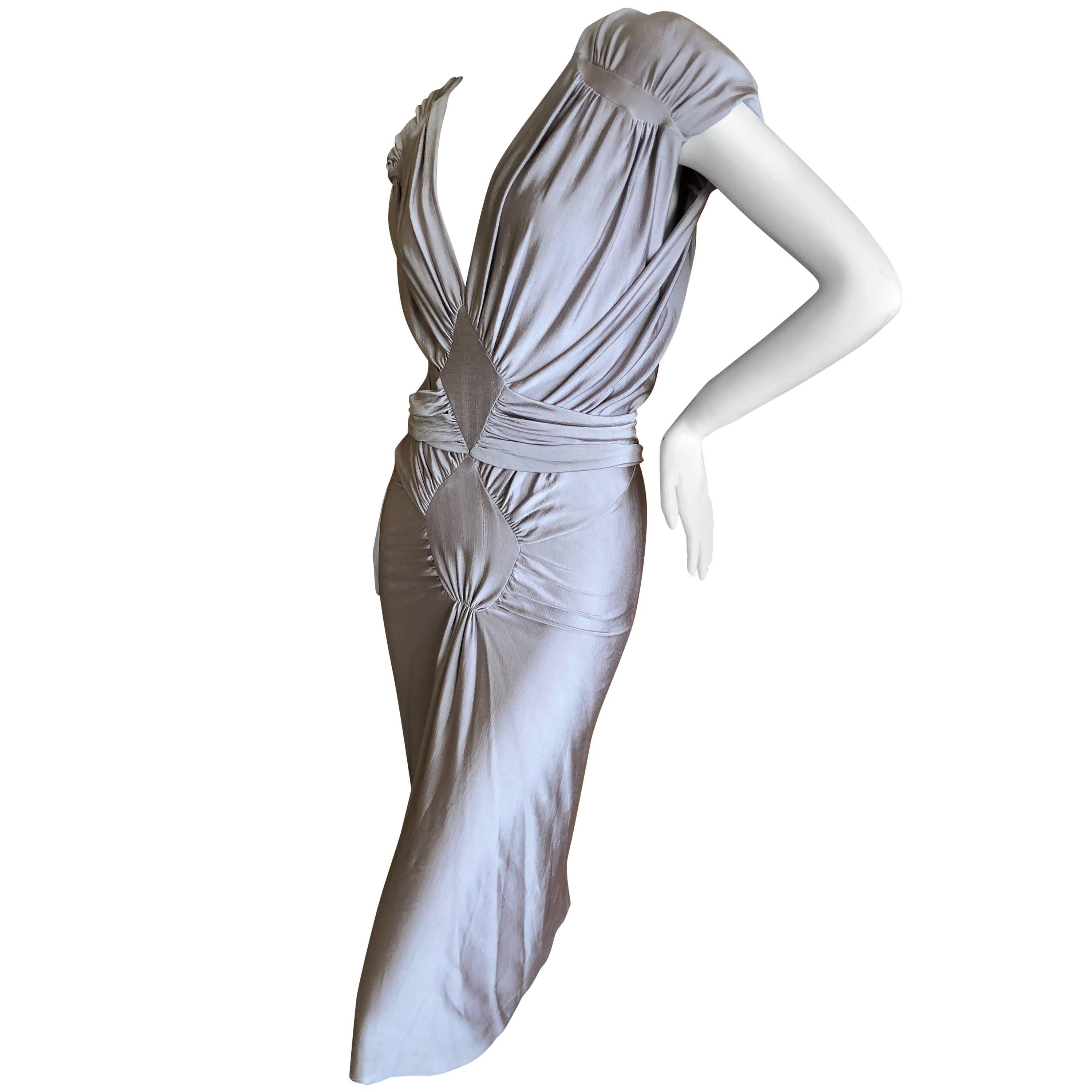 Yves Saint Laurent by Tom Ford Silvery Lilac Ruched Evening Dress   For Sale