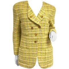 Chanel 94P Vintage Jacket Yellow Fantasy Tweed Gold CC Buttons 