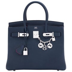 Hermes Birkin 30 Blue Nuit "Verso" Rose Pourpre VIP Limited Edition Bag
