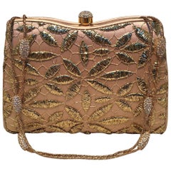 Vintage Judith Leiber Silk and Gold Embroidery Evening Bag