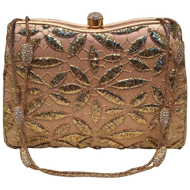 Judith Leiber Silk and Gold Embroidery Evening Bag at 1stDibs