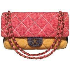 Chanel Multicolor Quilted Knit Classic Flap Shoulder Bag