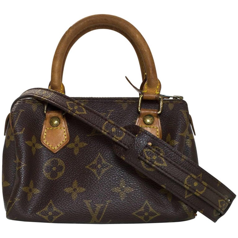 LOUIS VUITTON Nano Speedy Monogram Canvas Crossbody Bag Brown