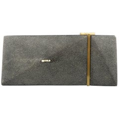 R&Y AUGOUSTI Black Stingray Leather Geometric Clutch Handbag