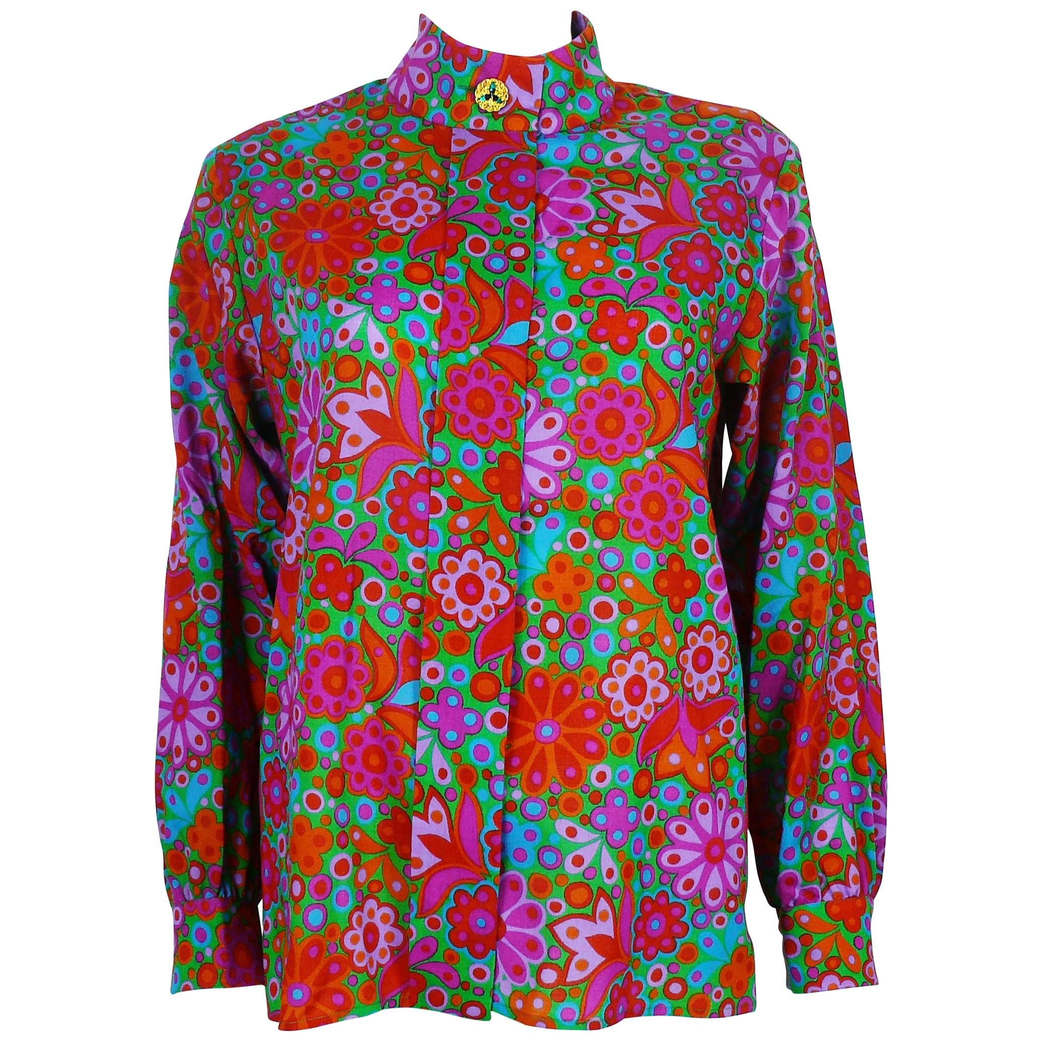 Yves Saint Laurent YSL Vintage Floral Print Shirt