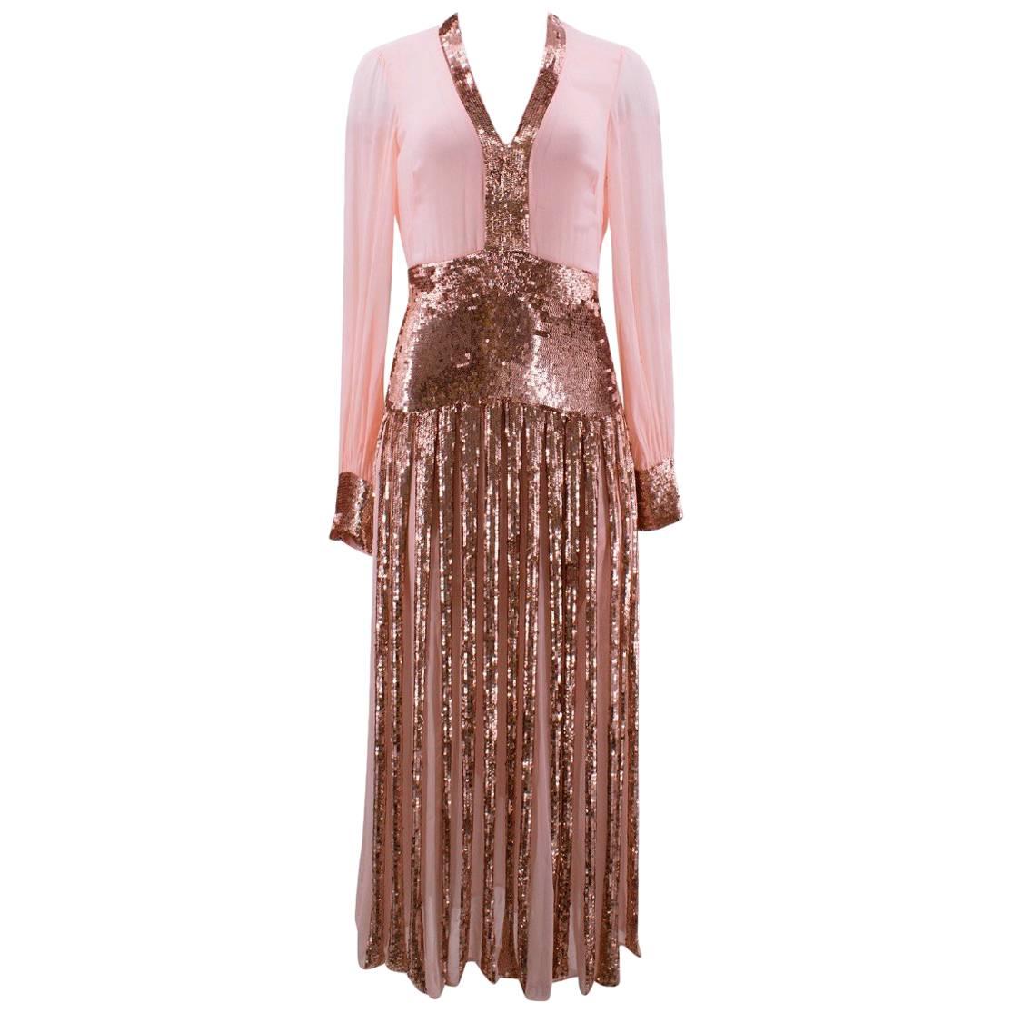 Temperley London Pink Beaded Sheer Gown