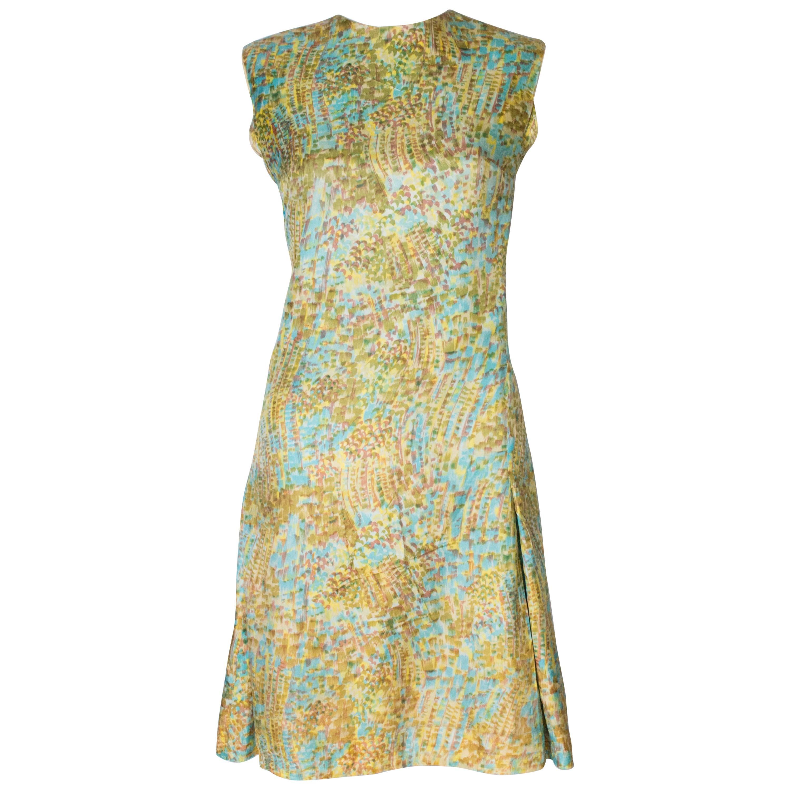 Vintage Multicolour Silk Shift Dress For Sale