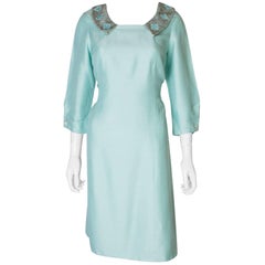 Vintage Jean Allen Turquoise Lace Cocktail Dress For Sale at 1stDibs ...