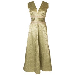 A Vintage 1960s Sage Green embroidered evening Gown For Sale at 1stDibs ...