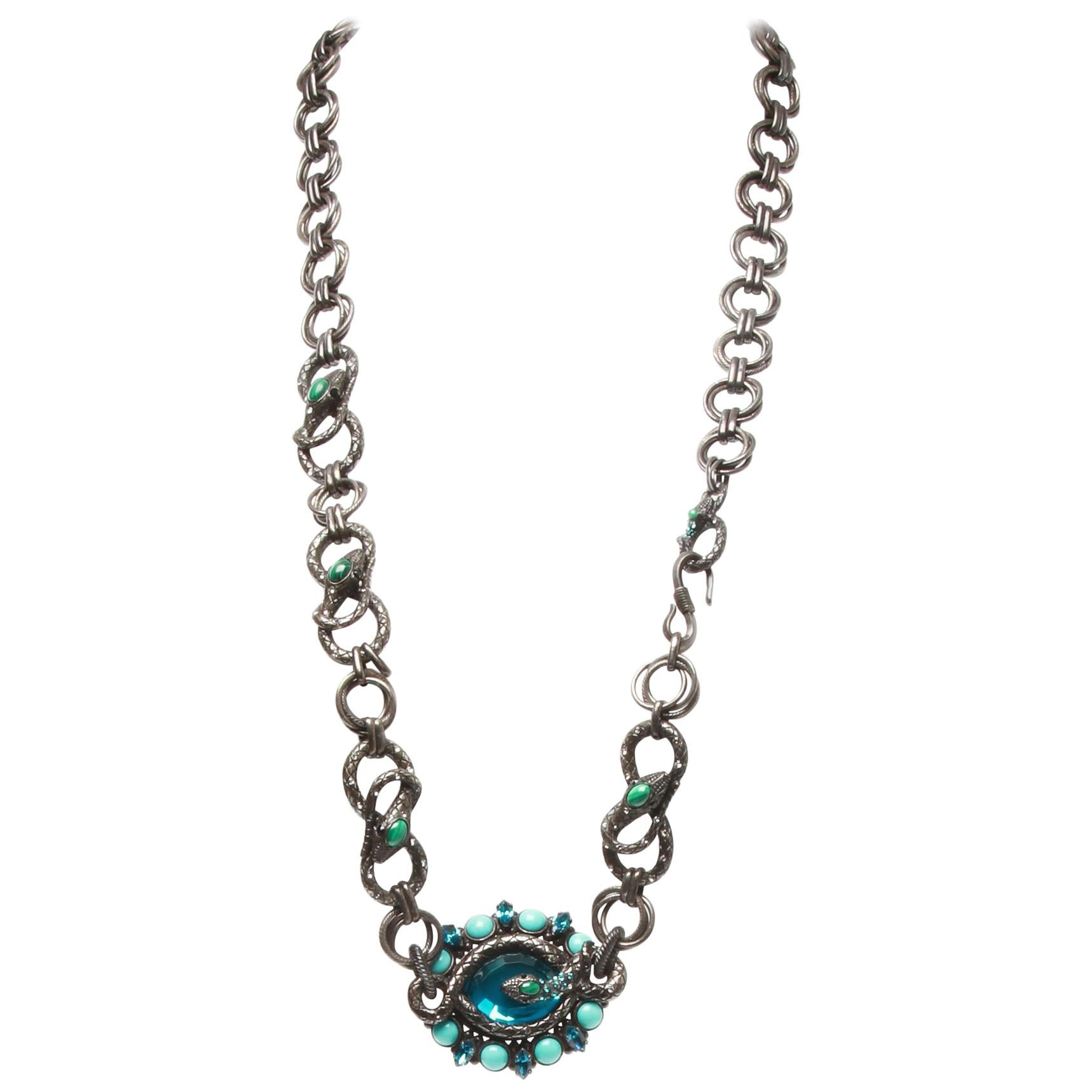 Lanvin Snake Crystal Necklace For Sale