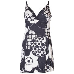 A Vintage 1960s black and white floral printed mini dress by Mr Leonard