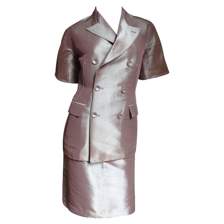  Jean Paul Gaultier Blush Pink Silk Skirt Suit For Sale