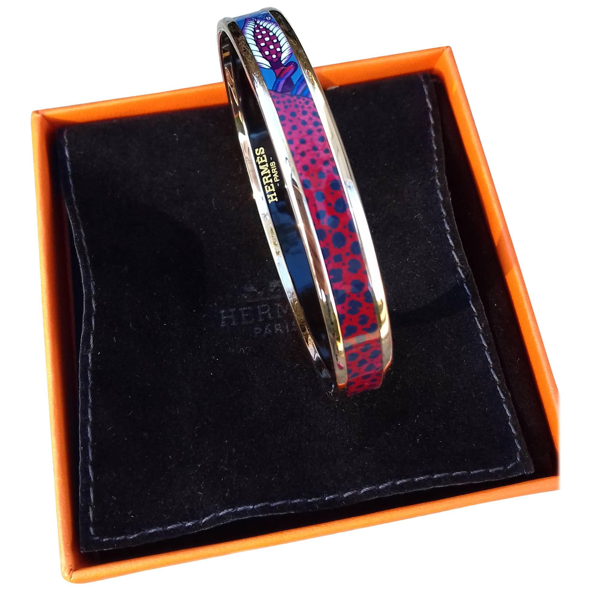 Hermès Emaille-Armband La Marche de Savana Surnaturel Rosé Gold Hdw Größe 65  im Angebot