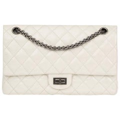 Chanel White Patent Leather 2.55 Reissue 226 Double Flap Bag