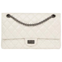 Chanel White Patent Leather 2.55 Reissue 226 Double Flap Bag