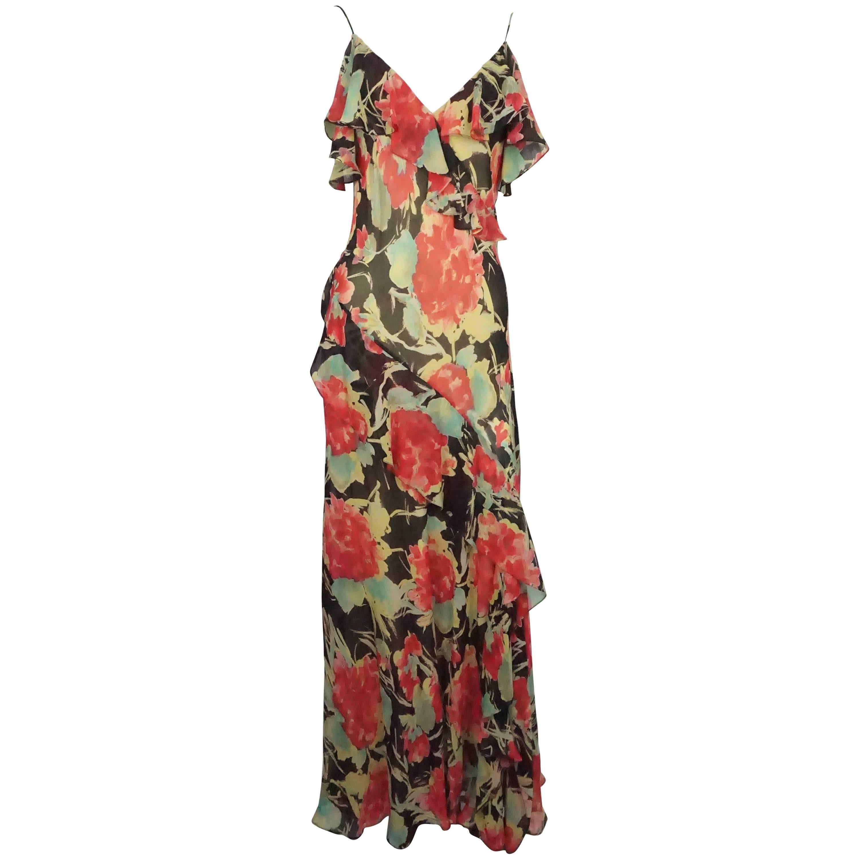 Ralph Lauren 1930s inspired bias cut beaded silk chiffon dress at ...