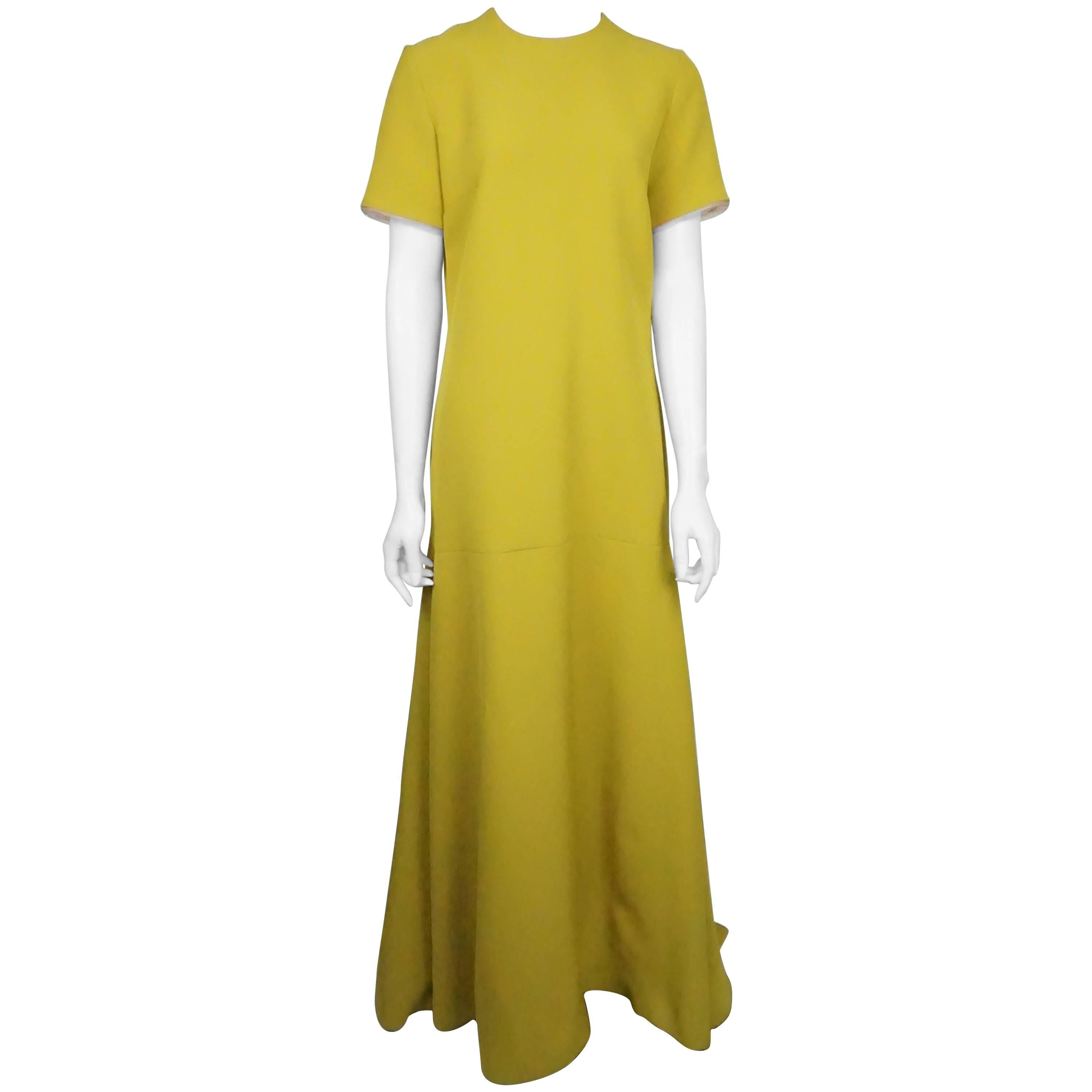 Roksanda Mustard S/S Gown w/ Silver Back Zip - 10