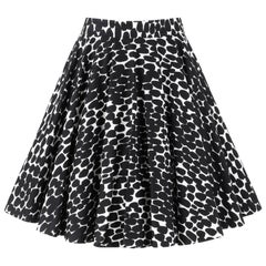 GUCCI Resort 2008 Black & White Abstract Polka Dot Knee Length Circle Skirt 