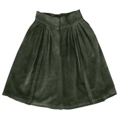 Mario Valentino Pine Green Italian Suede Skirt, 1970s 