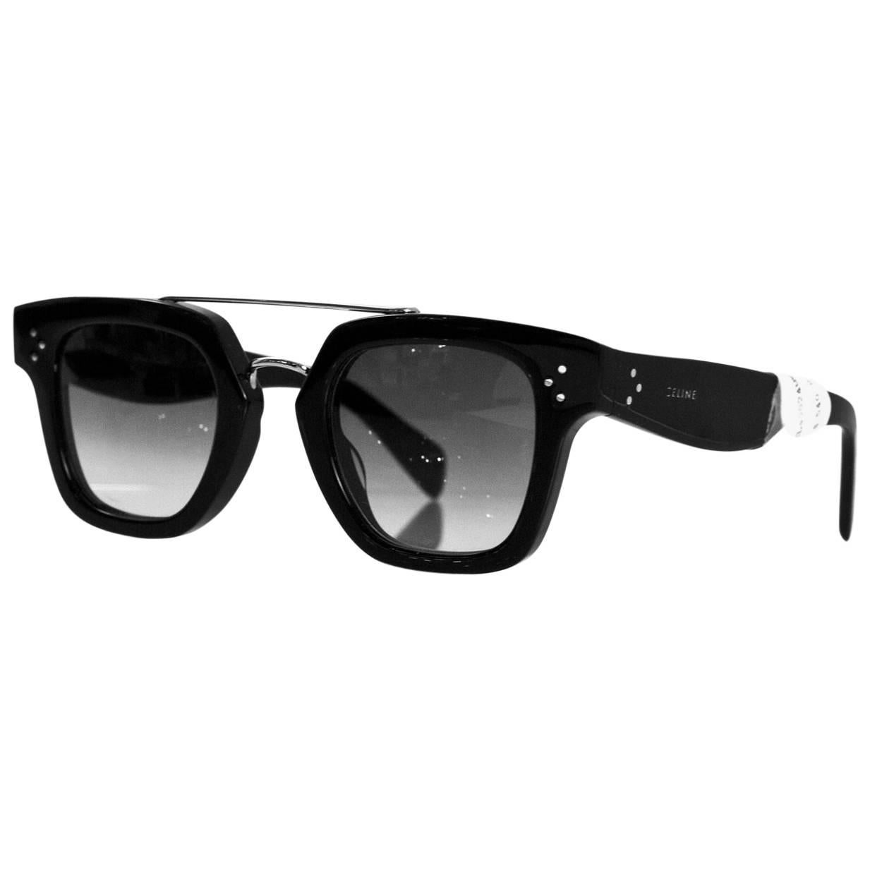 Celine Black Resin Top-Bar Sunglasses with Case rt. $540