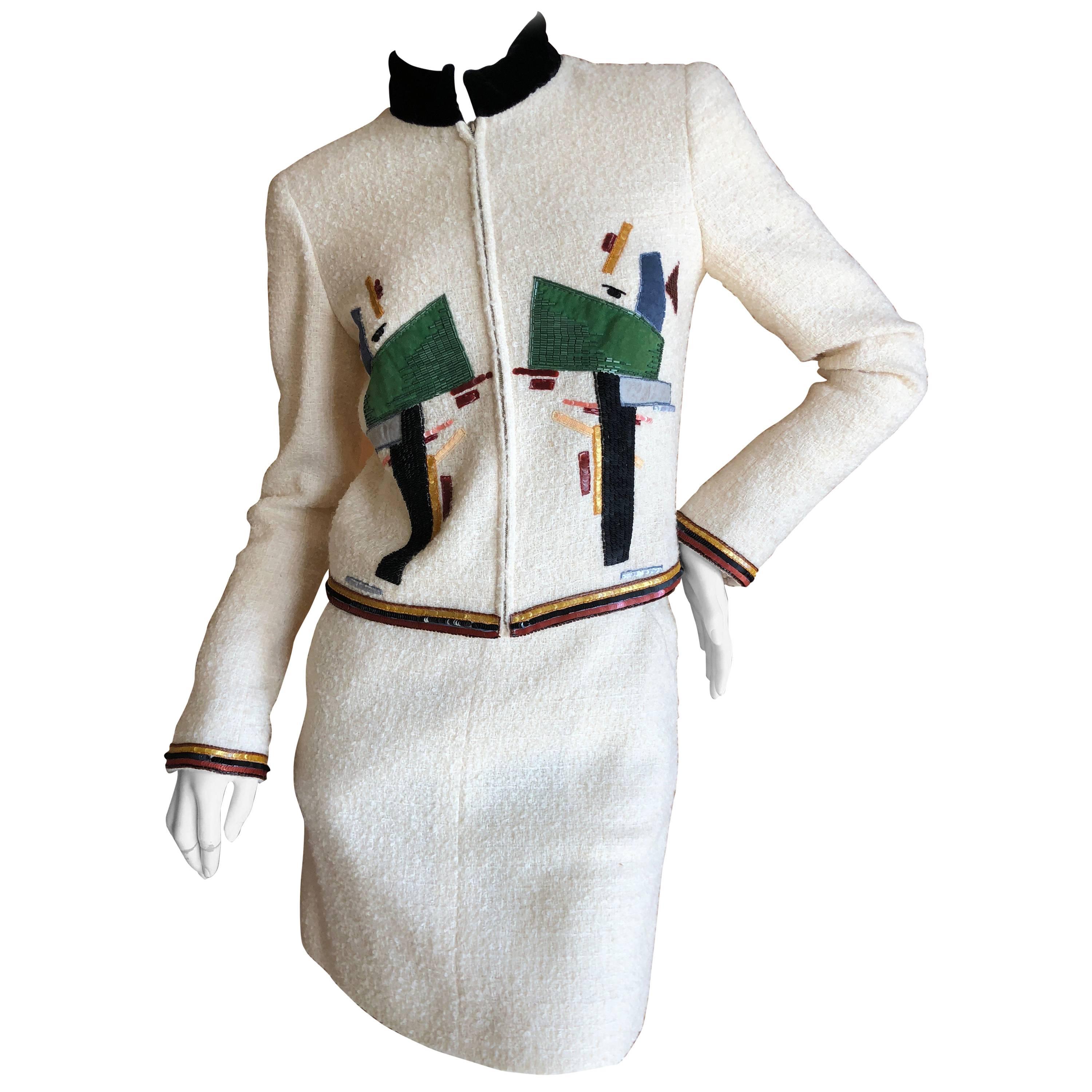 Chanel Ivory Embellished Suit, Autumn 2003  For Sale
