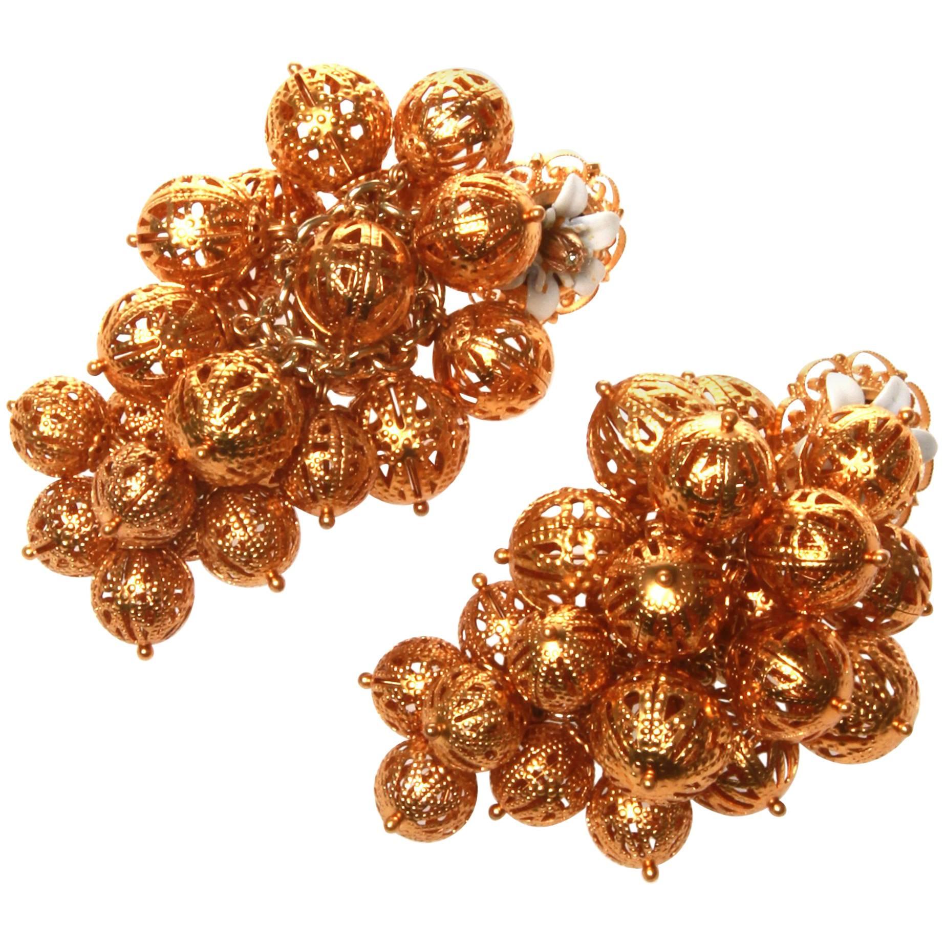 Dolce and Gabbana Golden Bunch Clip On Earrings For Sale