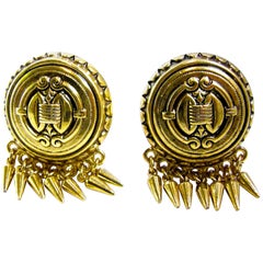 Ben-Amun Retro Gold Tone Dangling Earrings