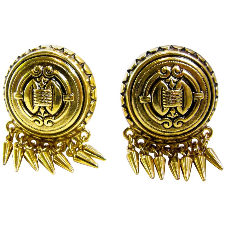 BenAmun Vintage Gold Tone Dangling Earrings For Sale at 1stdibs