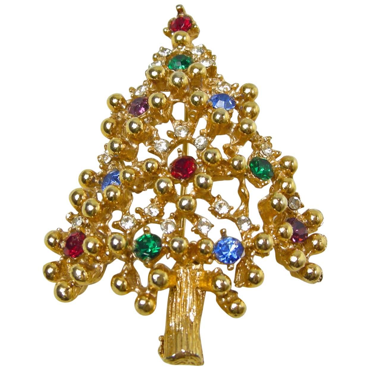 Vintage Signed Eisenberg Christmas Tree Pin