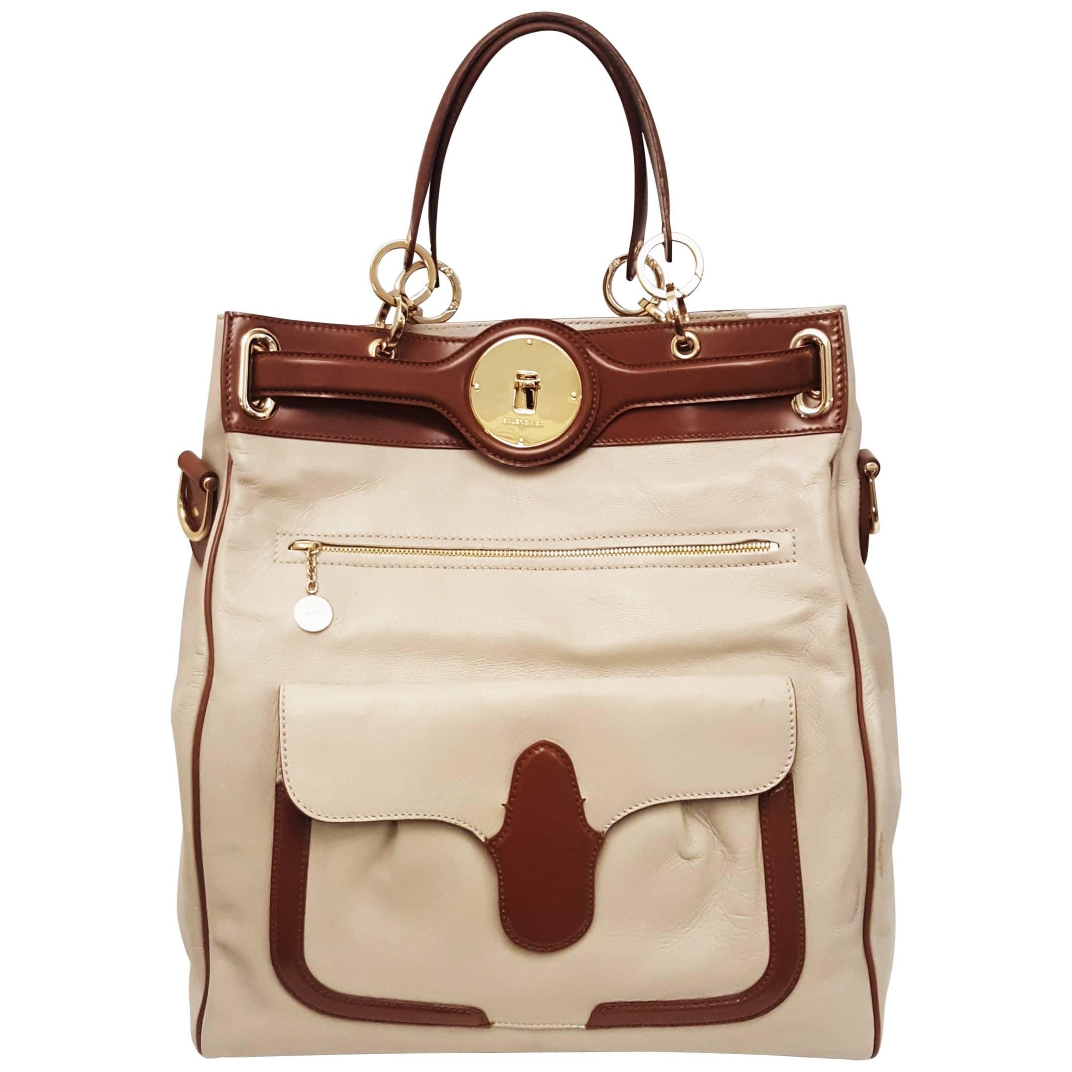Balenciaga Beige and Brown Shoulder Bag, 2008 Collection  