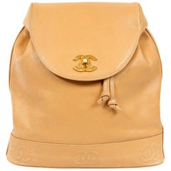 Vintage Chanel Camel Caviar Leather Backpack