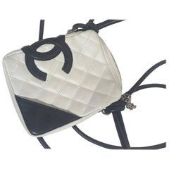 Chanel Cambon White/Black Leather Cross Body Bag