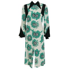 1969 Ossie Clark Candy Flower Celia Birtwell Print Crepe Billow-Sleeve Dress