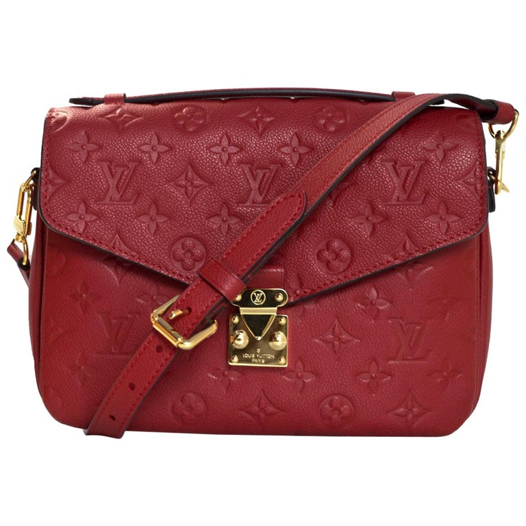 Louis Vuitton 2017 Cerise Red Empreinte Metis Pochette Crossbody Bag w