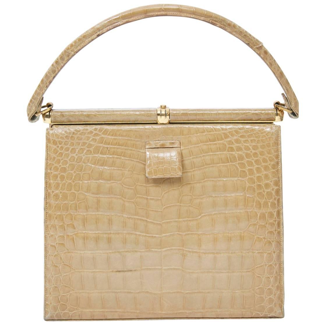 Lucille de Paris Tan Crocodile Handbag