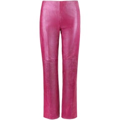 VERSACE Jeans Couture Pantalon Boot Cut en cuir rose magenta