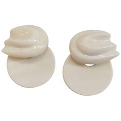 Patricia Von Musulin Avant-garde Ivory Resin Earrings, 1970s