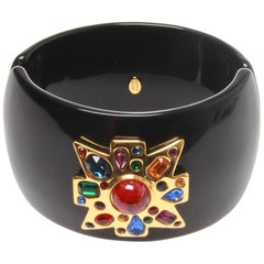 Kenneth Jay Lane Maltese Cross Black Cuff